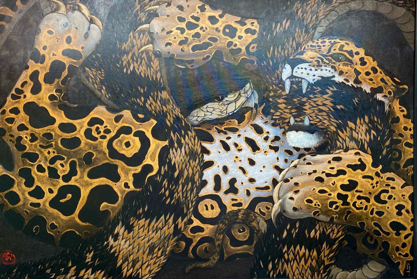 Detailed jaguar painting with intricate spotted patterns